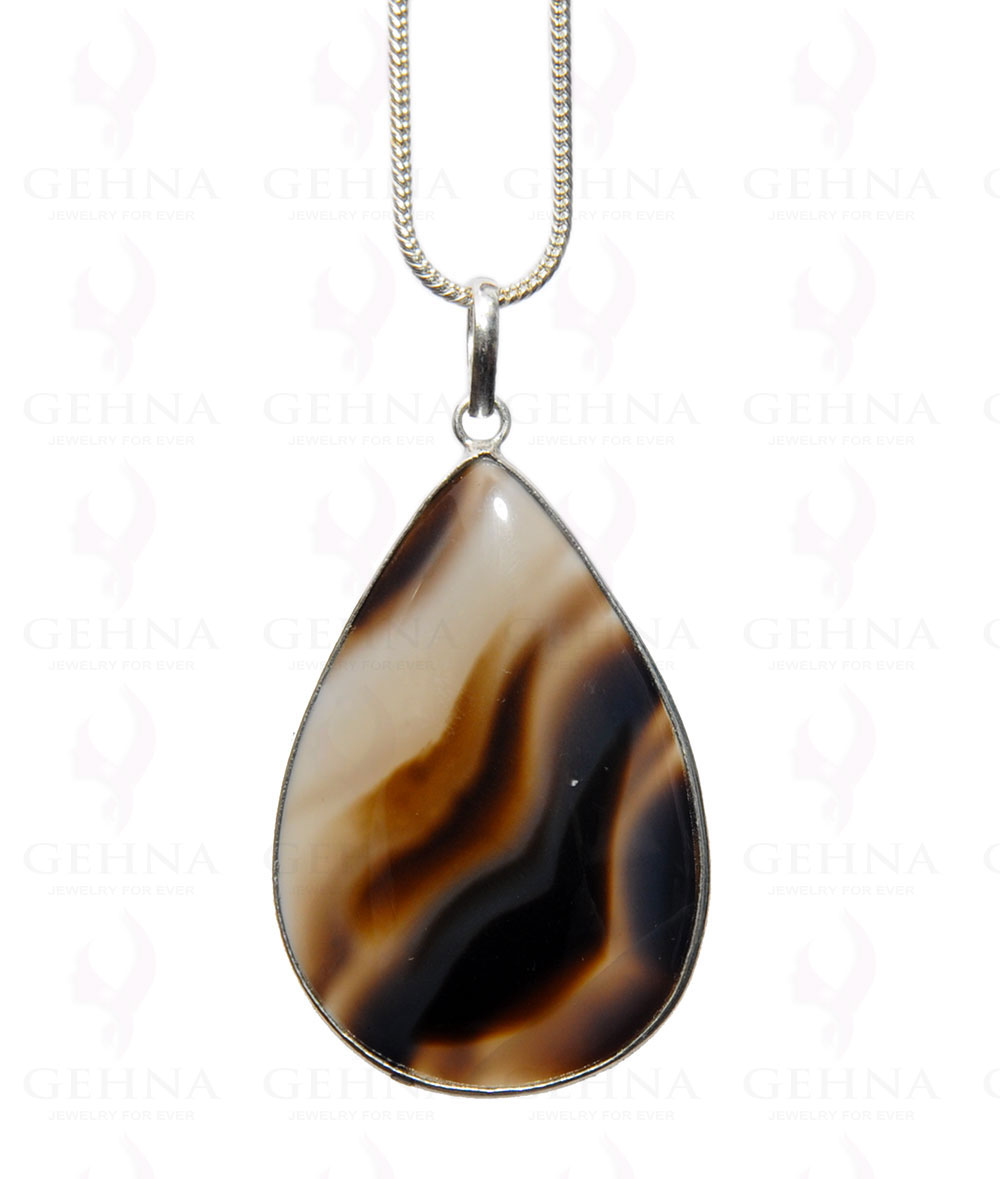Botana Onyx Gemstone Studded Pendant In .925 Silver Overlay GP4406