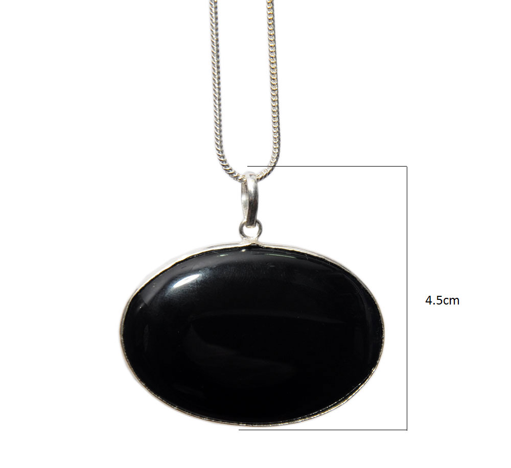 Black Onyx Gemstone Studded Pendant In .925 Silver Overlay GP4409