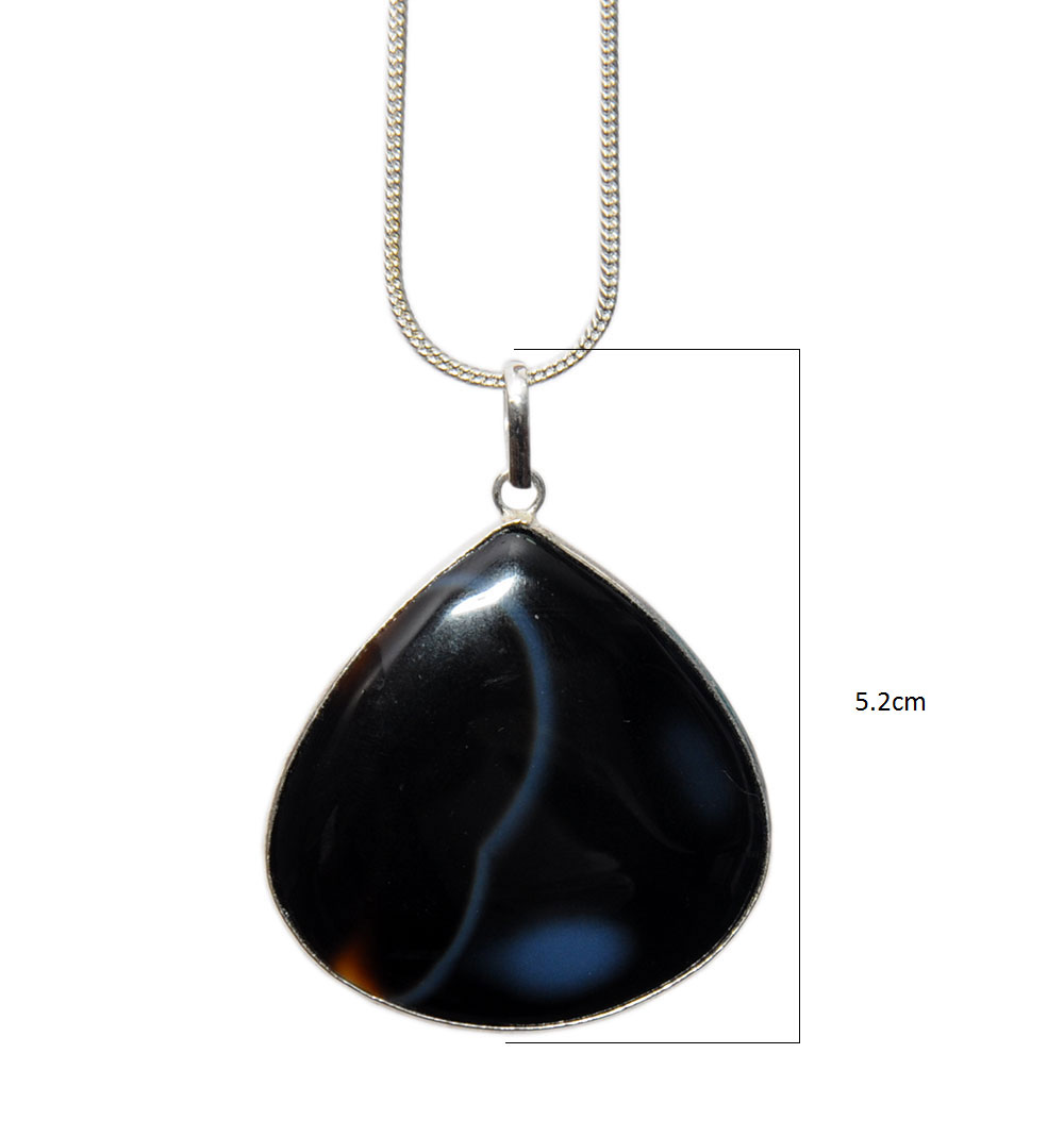 Onyx Gemstone Studded Pendant Made In .925 Silver Overlay GP4412