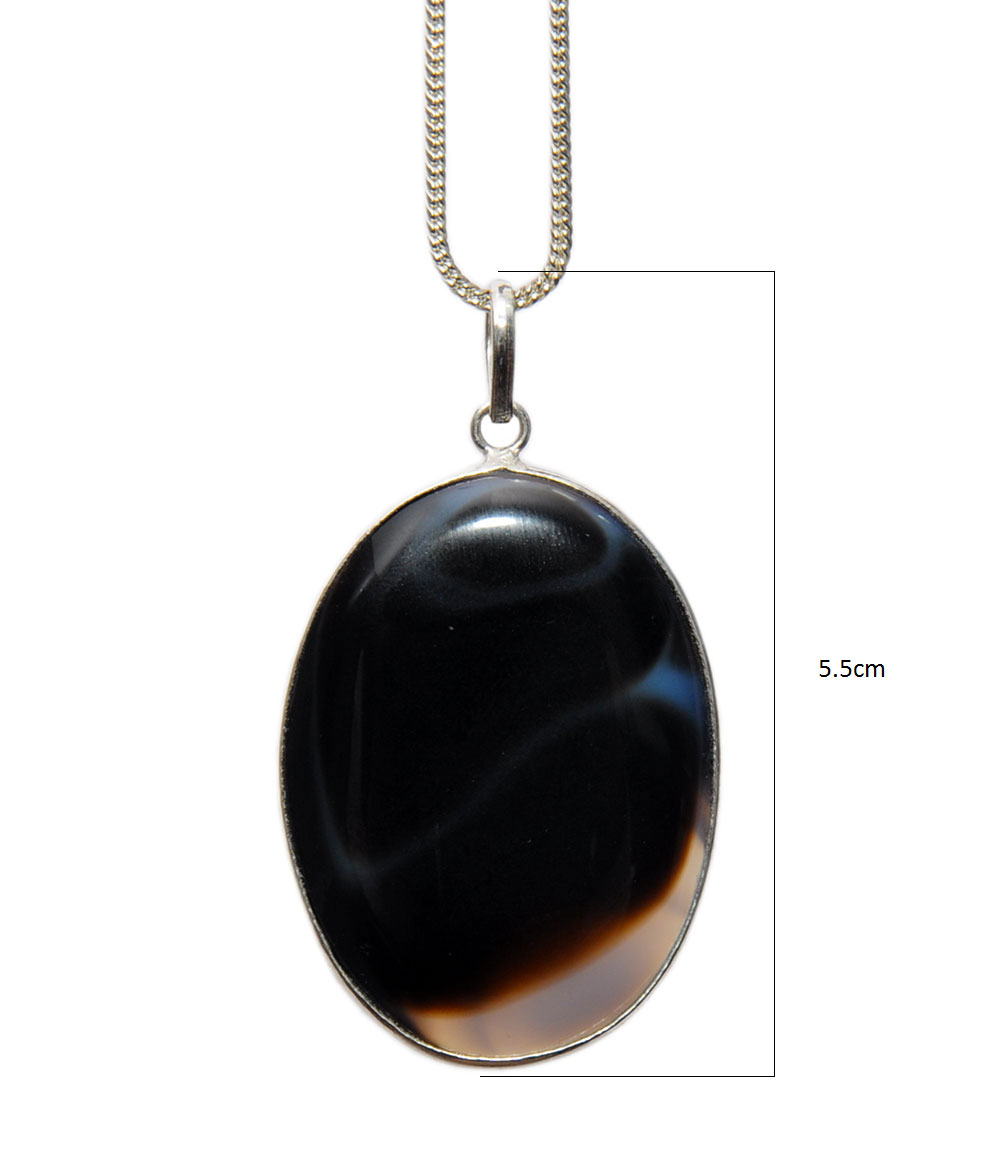 Black & White Onyx Gemstone Studded Pendant Made In .925 Silver Overlay GP4413