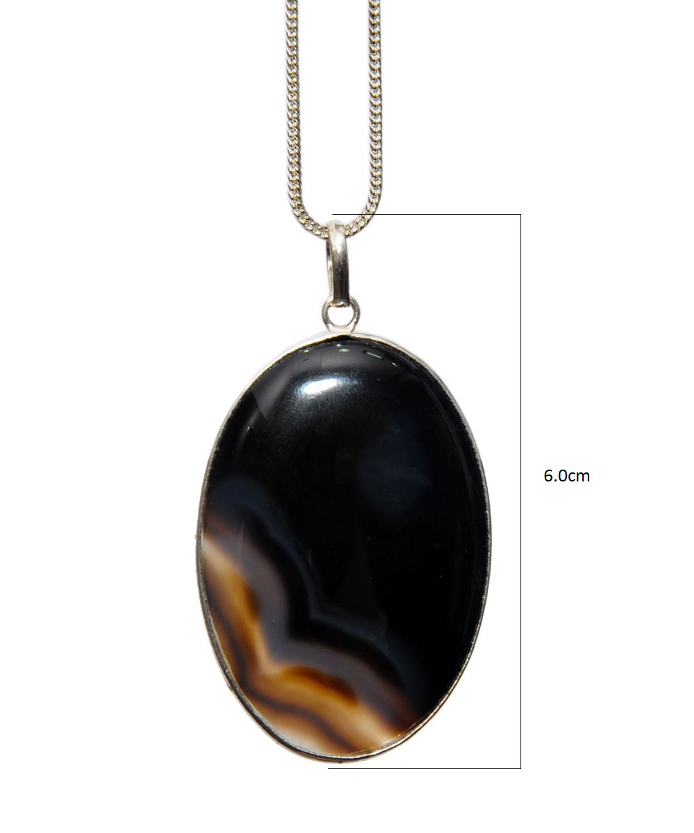 Onyx Gemstone Studded Pendant Made In .925 Silver Overlay GP4414