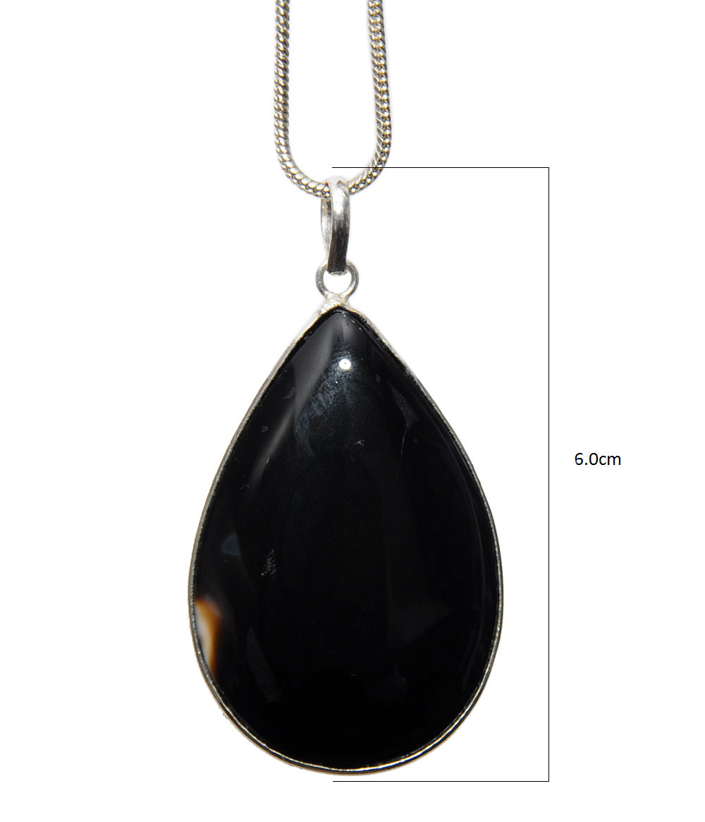 Black & White Onyx Gemstone Studded Pendant Made In .925 Silver Overlay GP4422