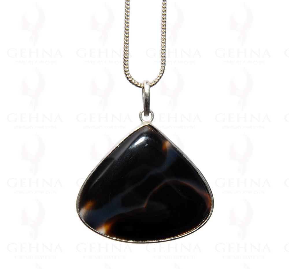 Onyx Gemstone Studded Pendant Made In .925 Silver Overlay GP4423