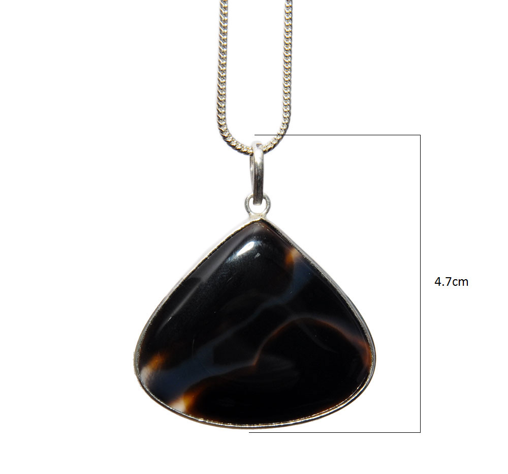 Onyx Gemstone Studded Pendant Made In .925 Silver Overlay GP4423