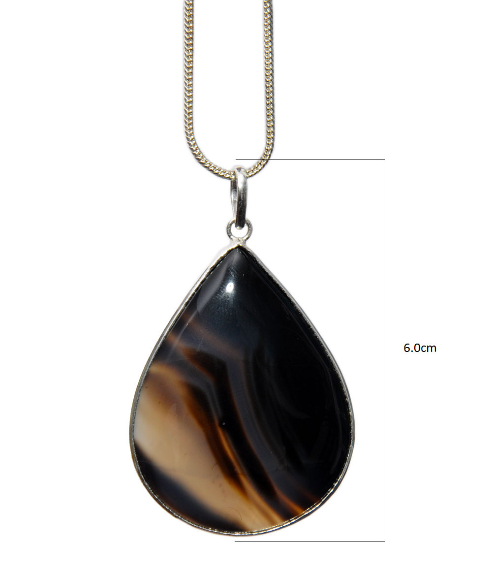 Black & White Onyx Gemstone Studded Pendant Made In .925 Silver Overlay GP4425