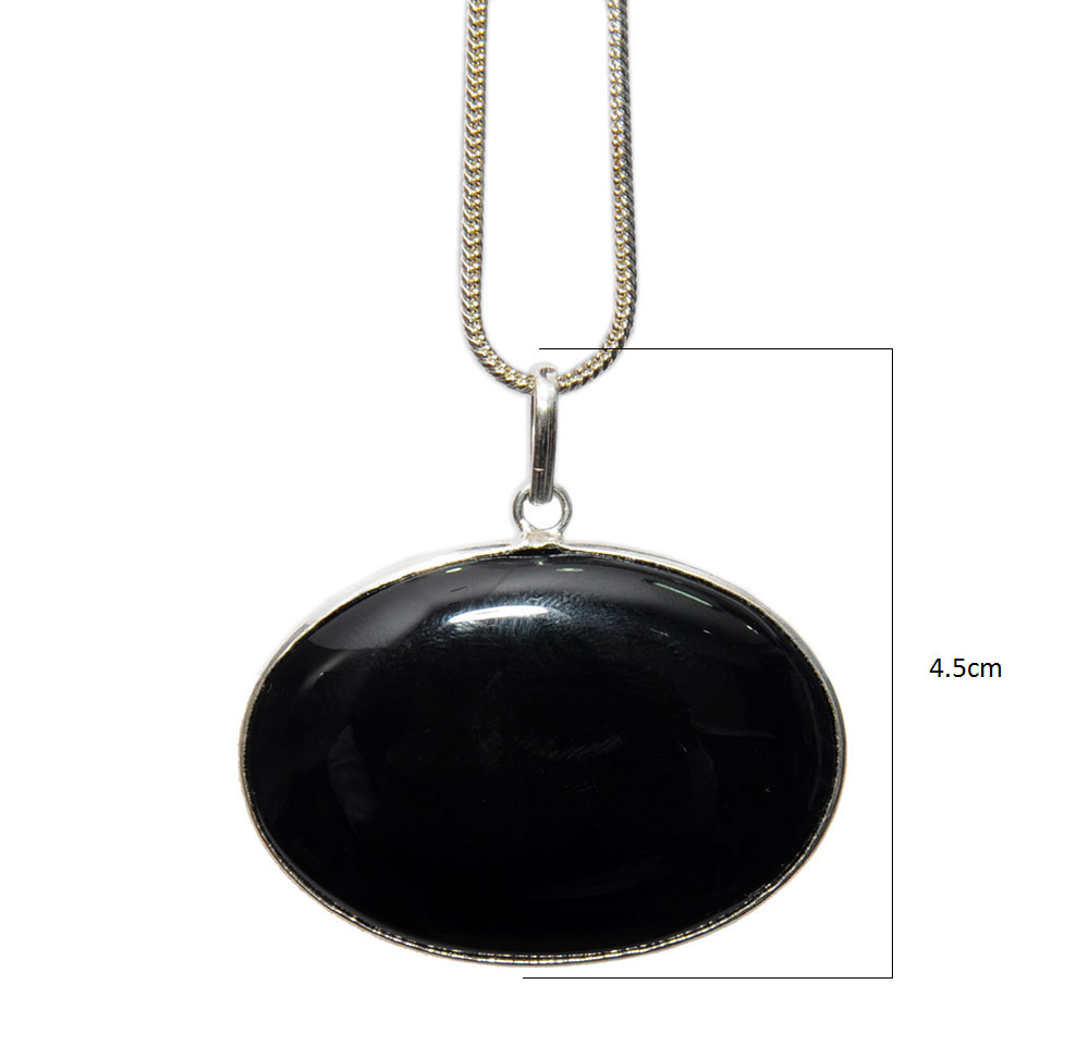 Black Onyx Gemstone Pendant Made In .925 Silver Overlay GP4431
