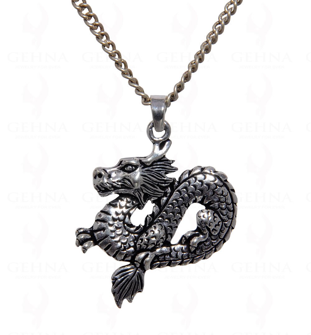 Gehna Handmade Stylish Dragon Shaped Pendant In .925 Silver Overlay GP4437