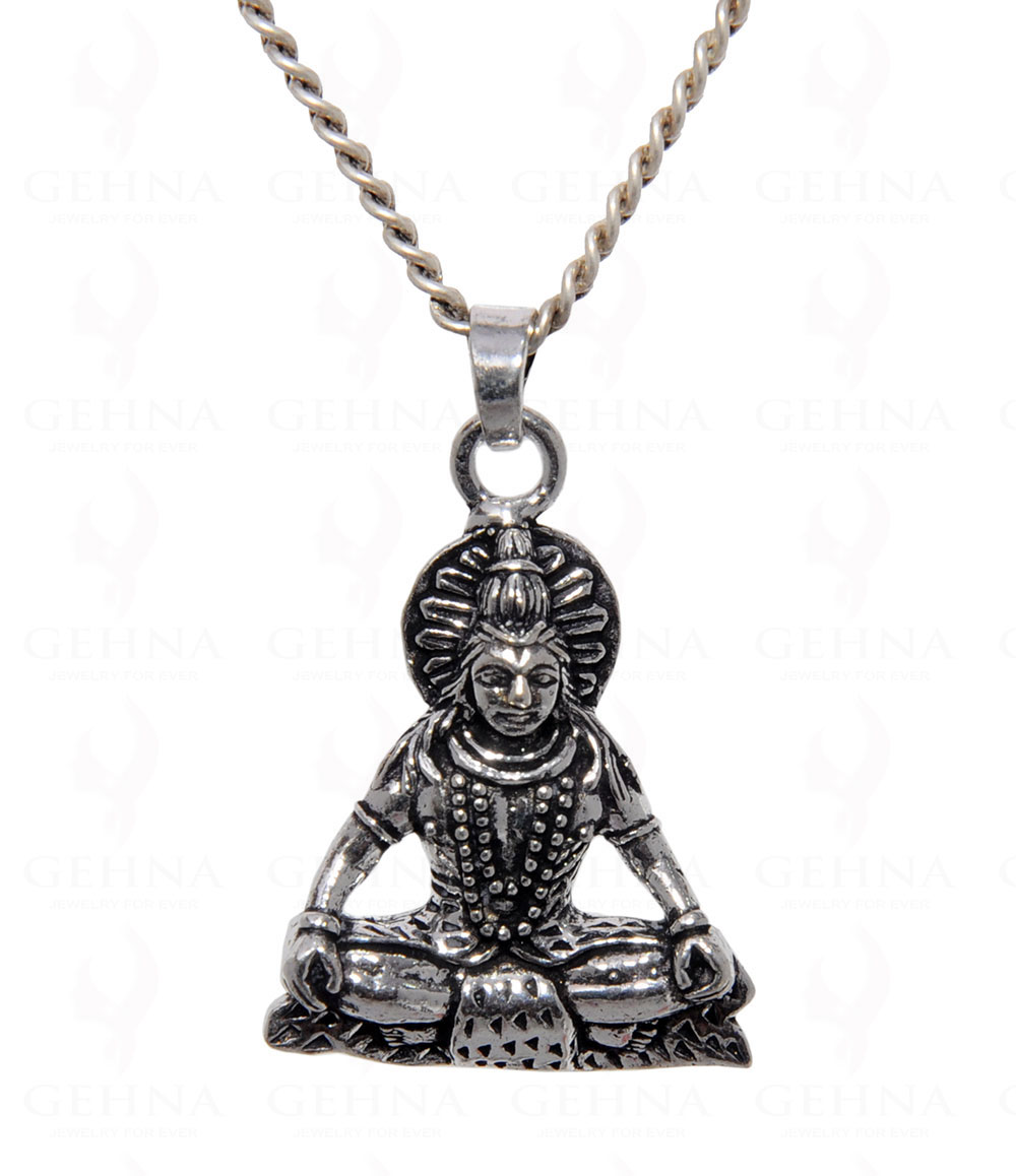 Gehna Handmade Lord Shiv Oxidized Pendant In .925 Silver Overlay GP4444