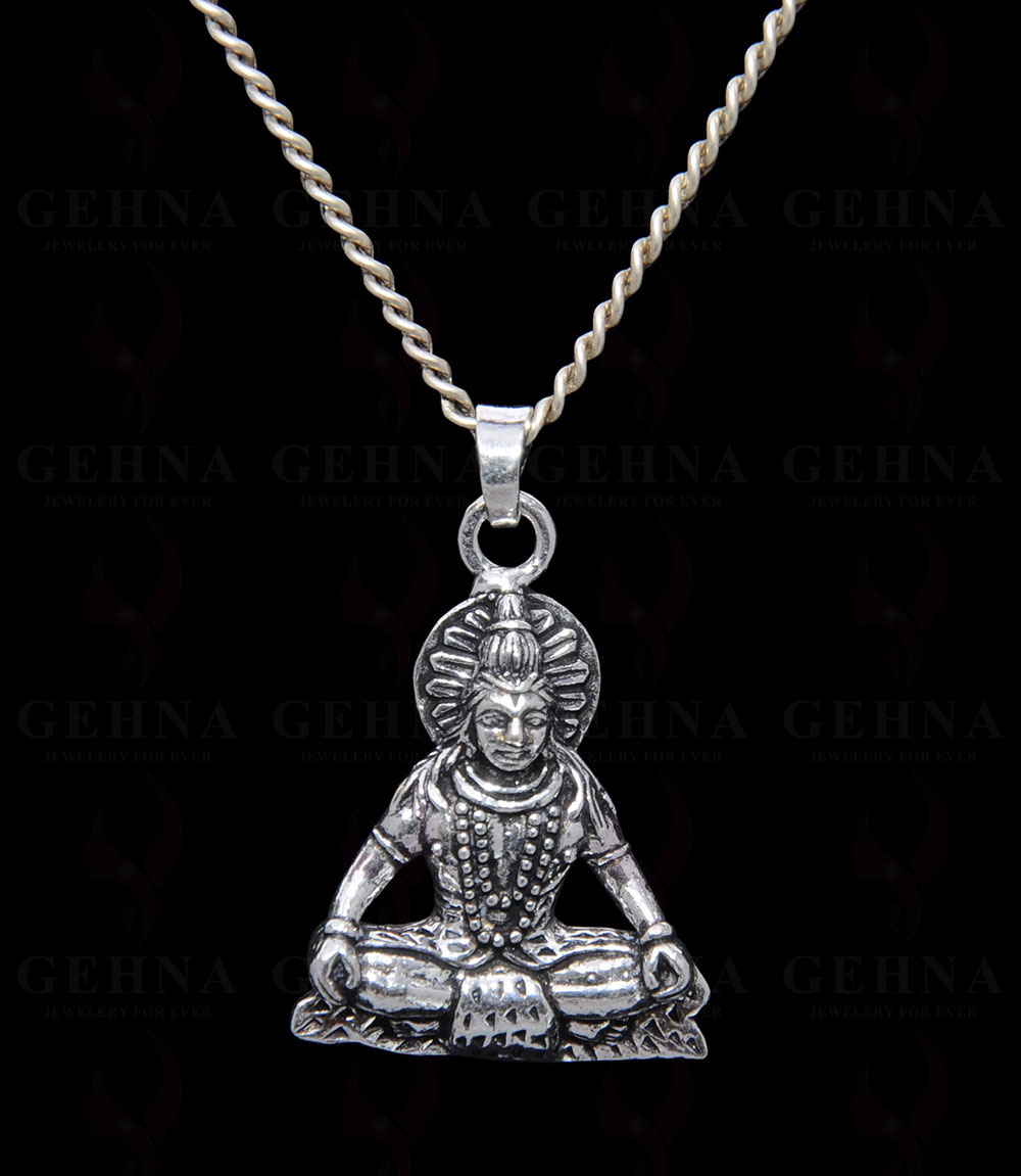 Gehna Handmade Lord Shiv Oxidized Pendant In .925 Silver Overlay GP4444