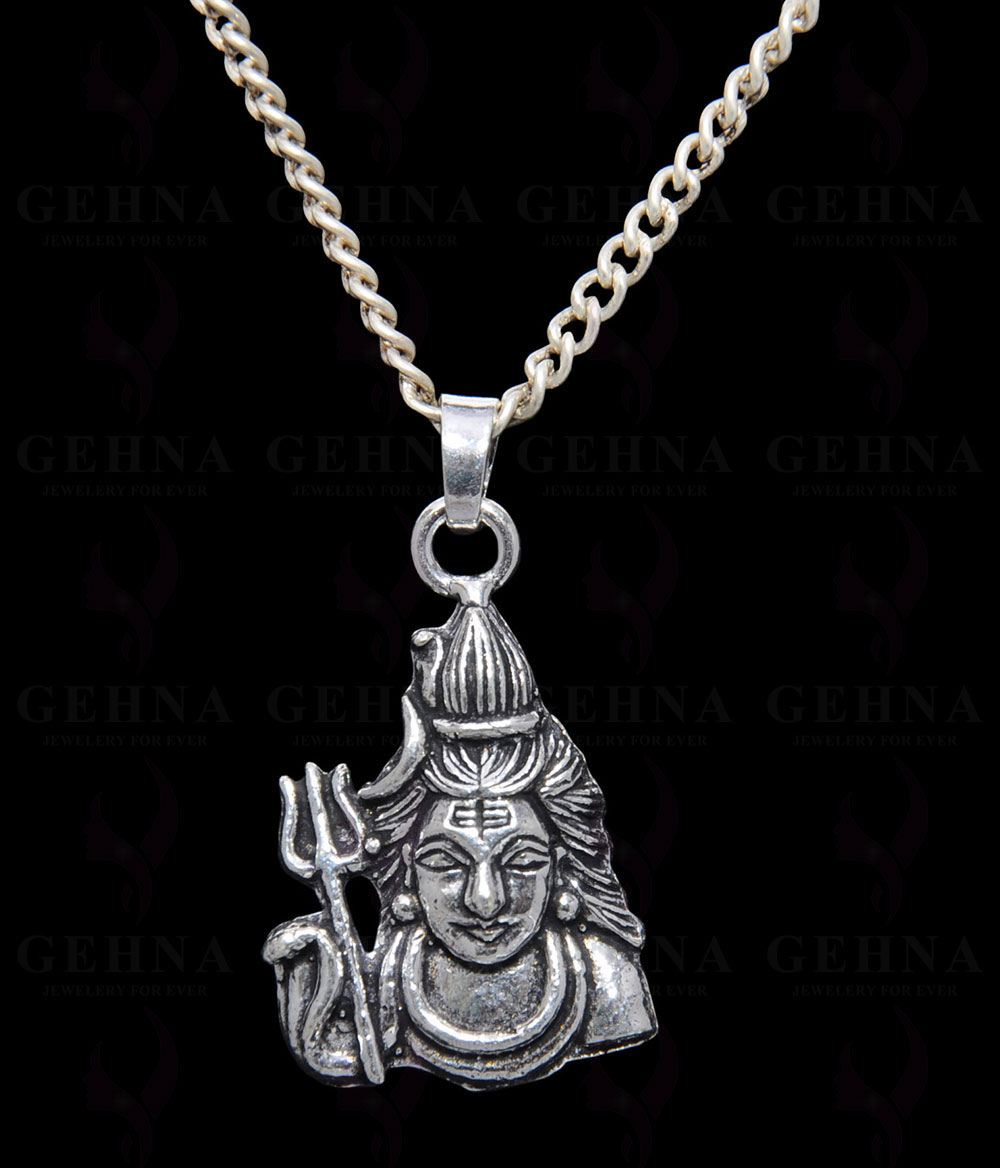 Lord Shiv Oxidized Pendant In .925 Silver Overlay GP4445