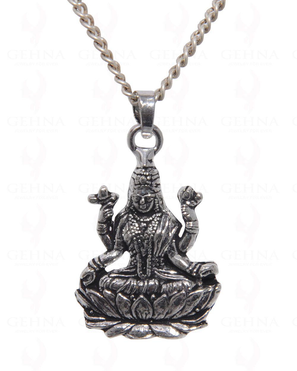 Lord Laxmi Oxidized Pendant In .925 Silver Overlay GP4446