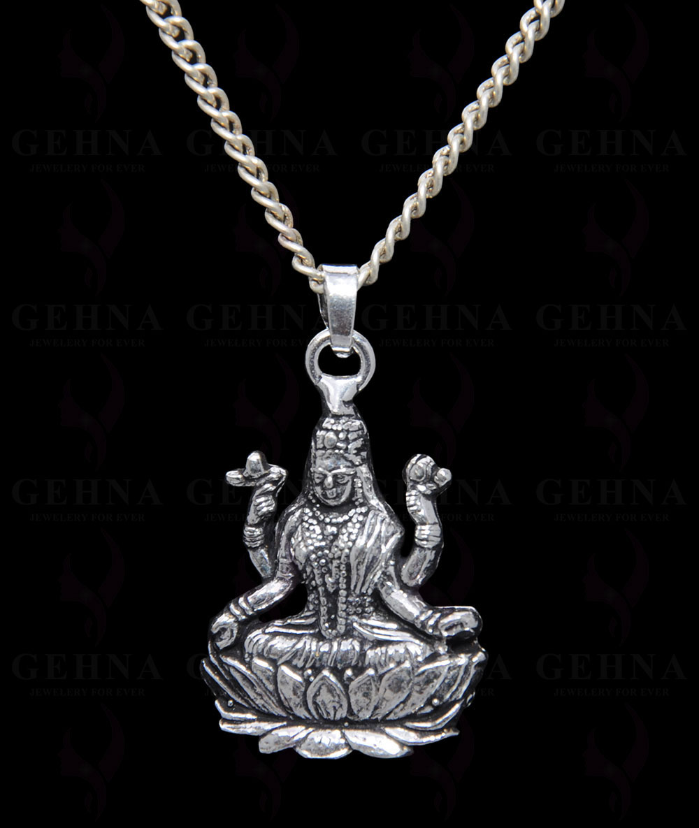 Lord Laxmi Oxidized Pendant In .925 Silver Overlay GP4446
