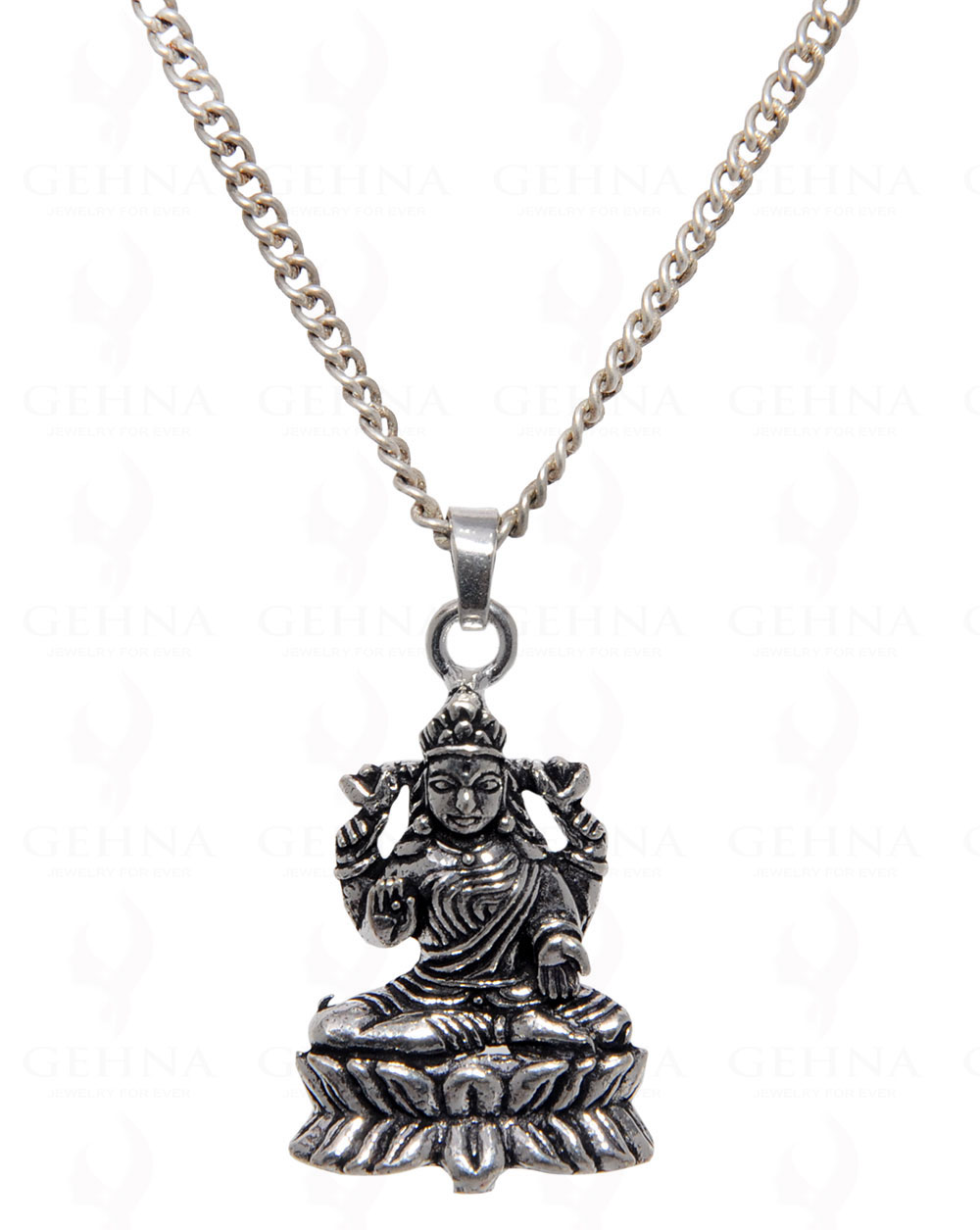 Lord Sarasvati Oxidized Pendant In .925 Silver Overlay GP4447