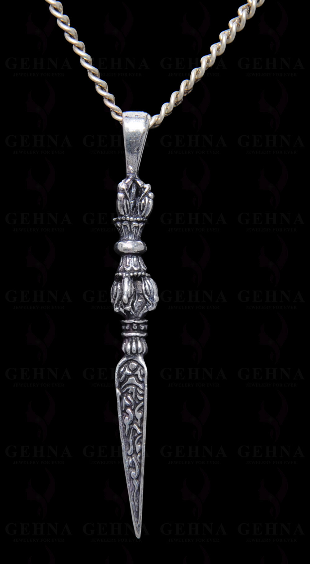 Gehna Handmade Stylish Oxidized Pendant In .925 Silver Overlay GP4448