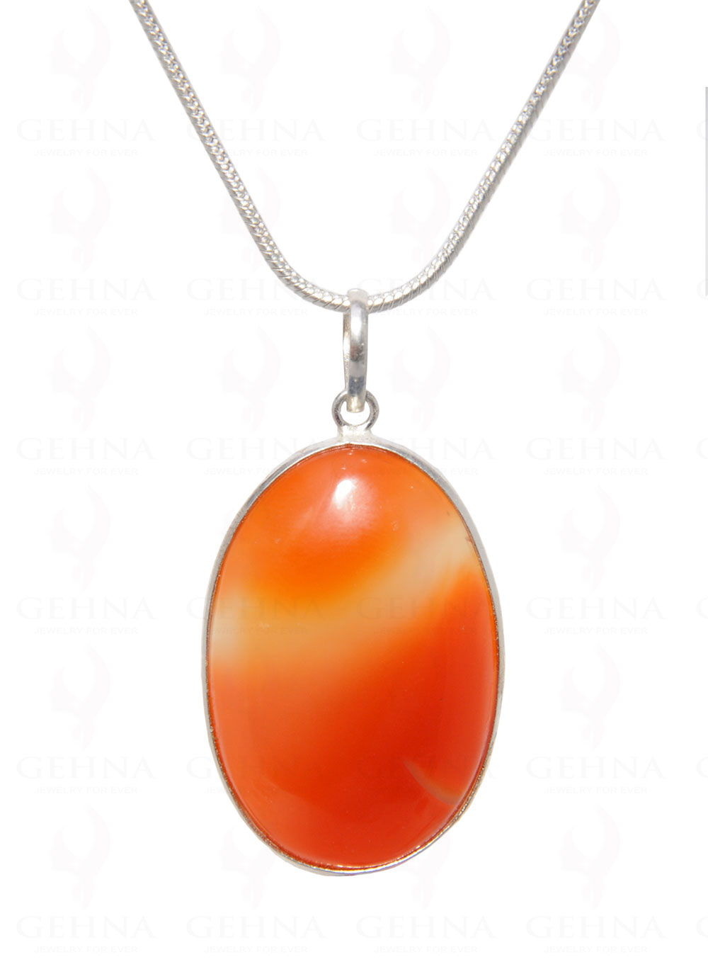 Carnelian Gemstone Pendant In .925 Silver Overlay GP4492
