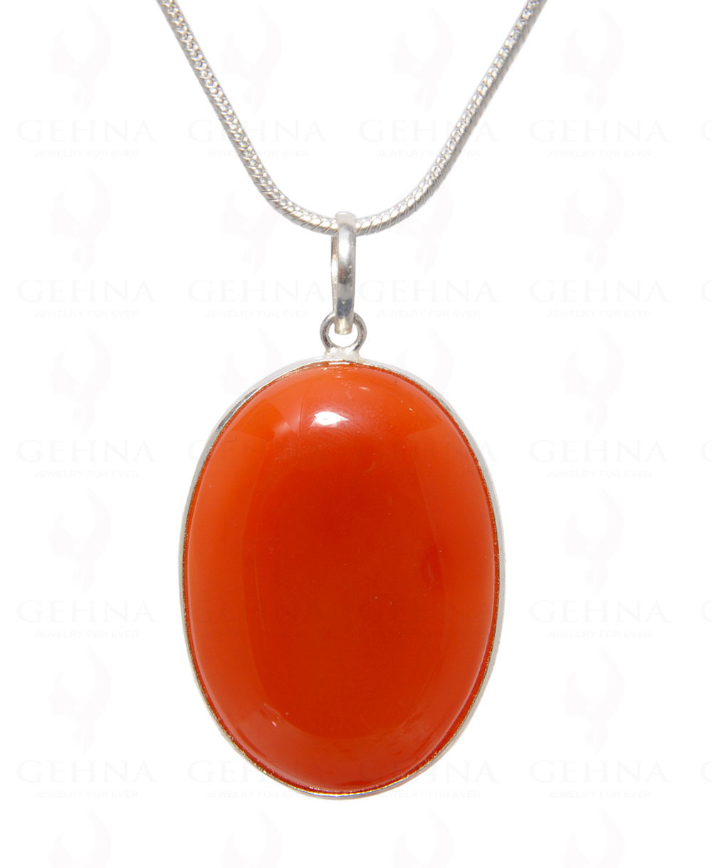 Carnelian Gemstone Pendant In .925 Silver Overlay GP4497