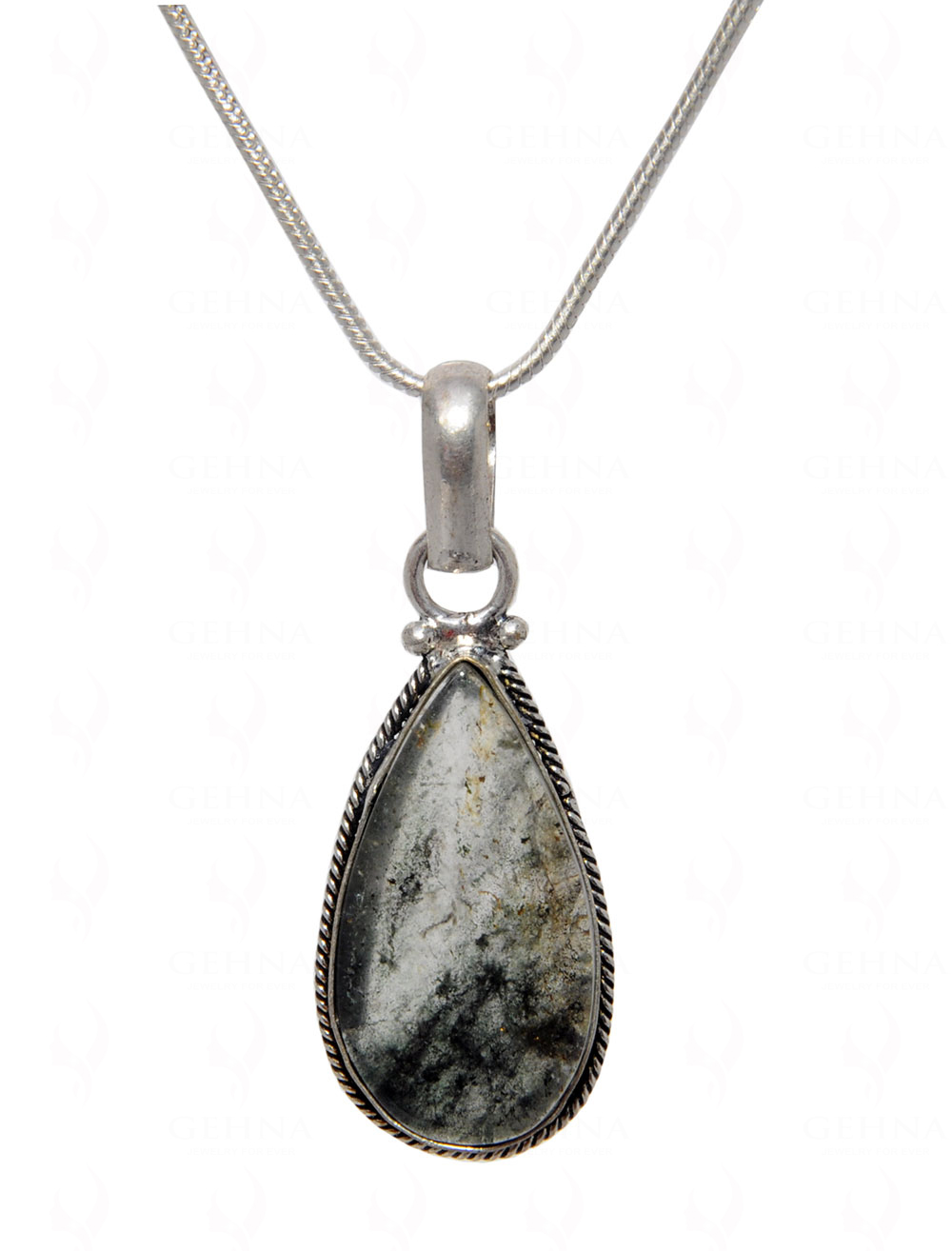 Moss Agate Gemstone Pendant In .925 Silver Overlay GP4523