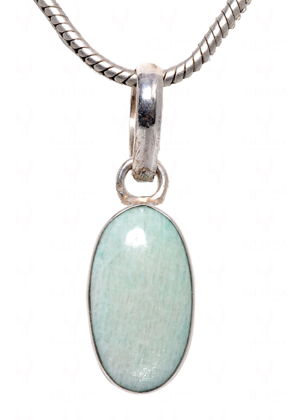 Green Aventurine Oval Shape Stone Studded Silver Plated Pendant GP4533