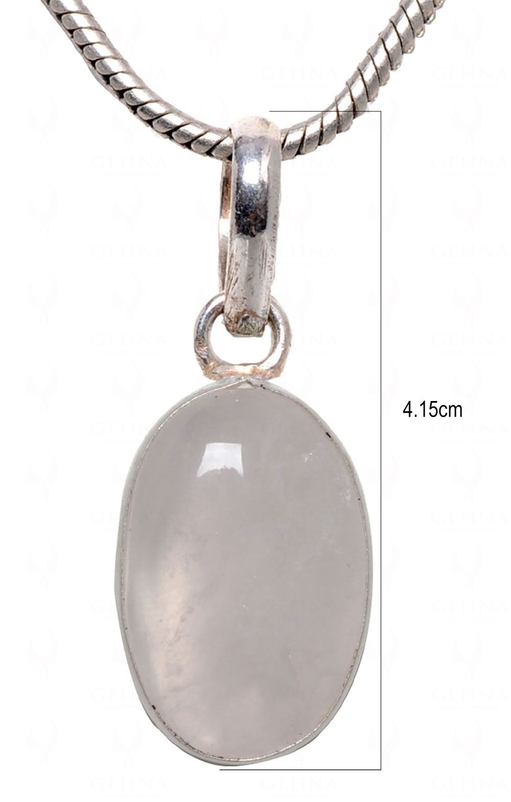 Rose Quartz Oval Shape Stone Studded Silver Plated Pendant GP4534
