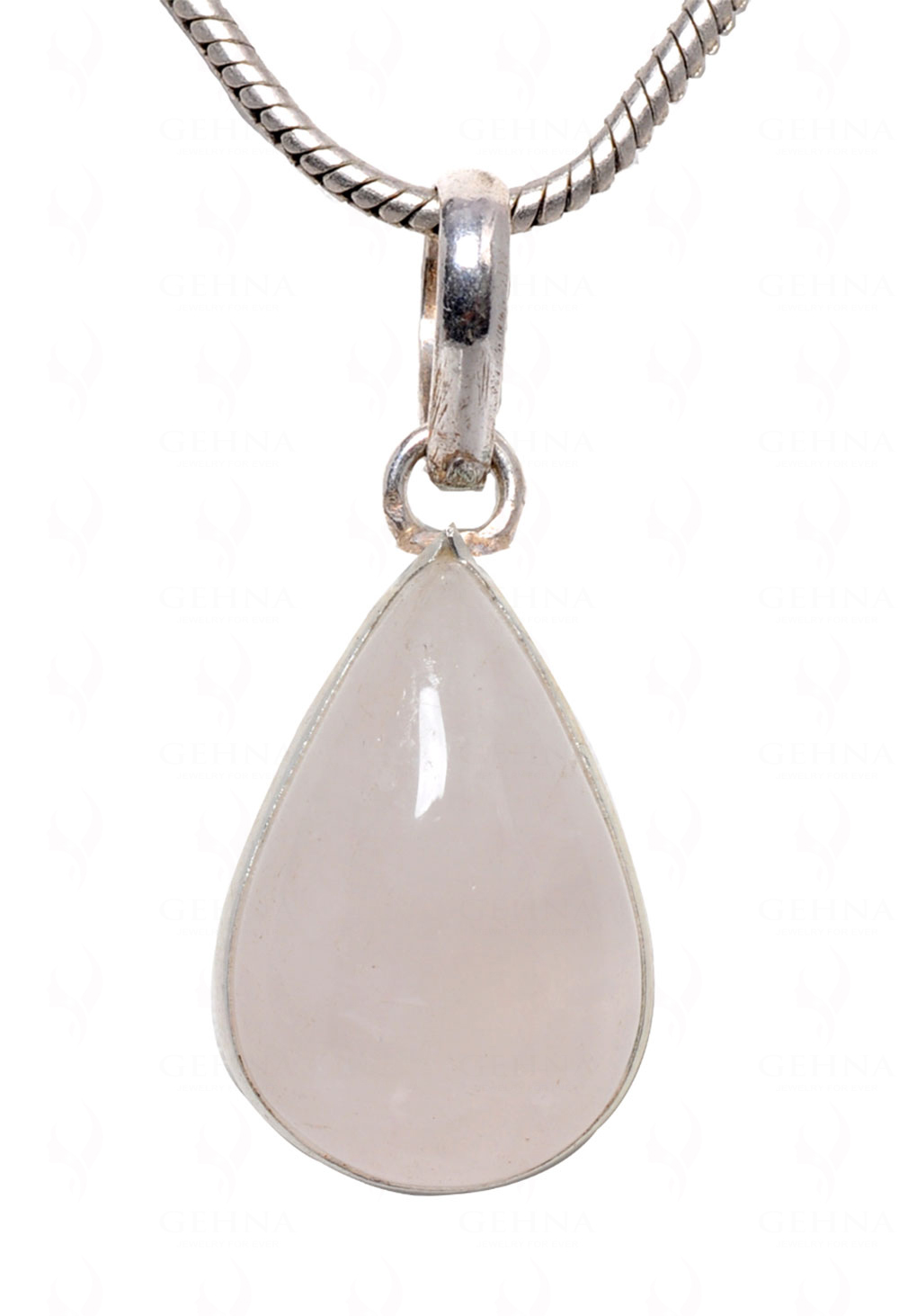 Rose Quartz Pear Shape Stone Studded Silver Plated Pendant GP4535