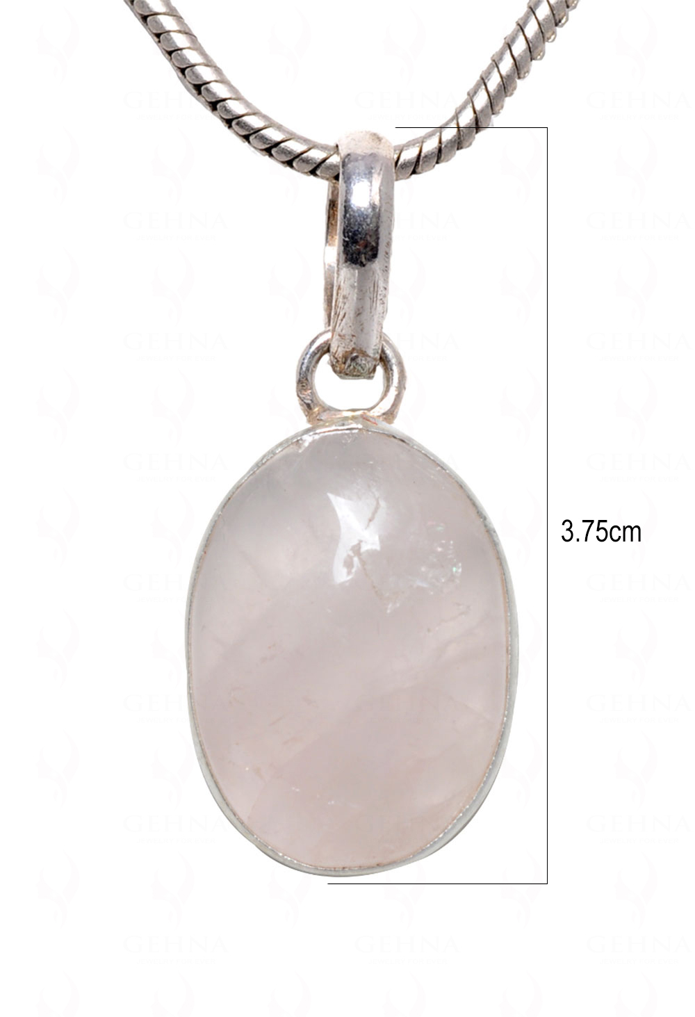 Rose Quartz Oval Shape Stone Studded Silver Plated Pendant GP4536