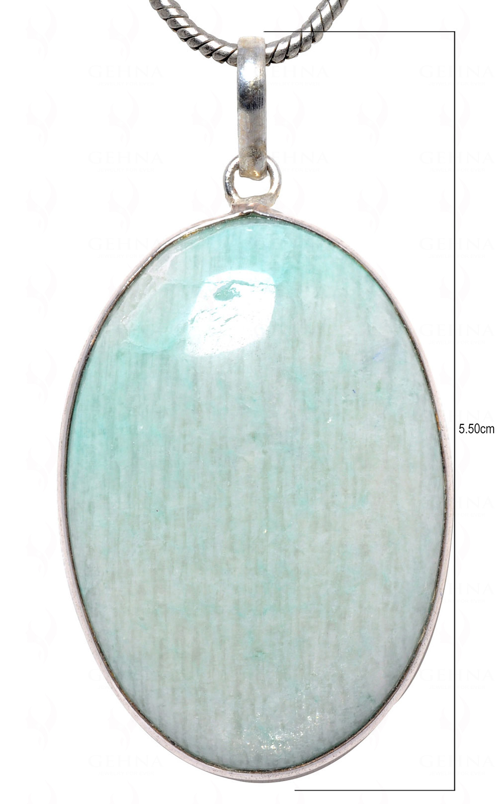 Green Aventurine Oval Shape Stone Studded Silver Plated Pendant GP4538