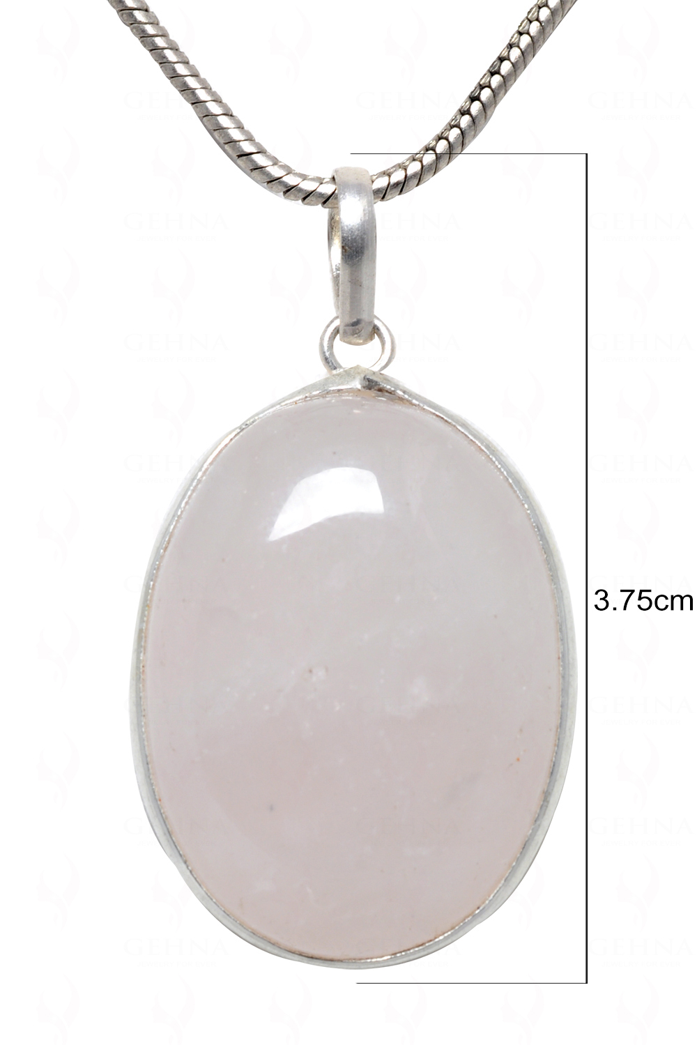 Rose Quartz Oval Shape Stone Studded Silver Plated Pendant GP4543