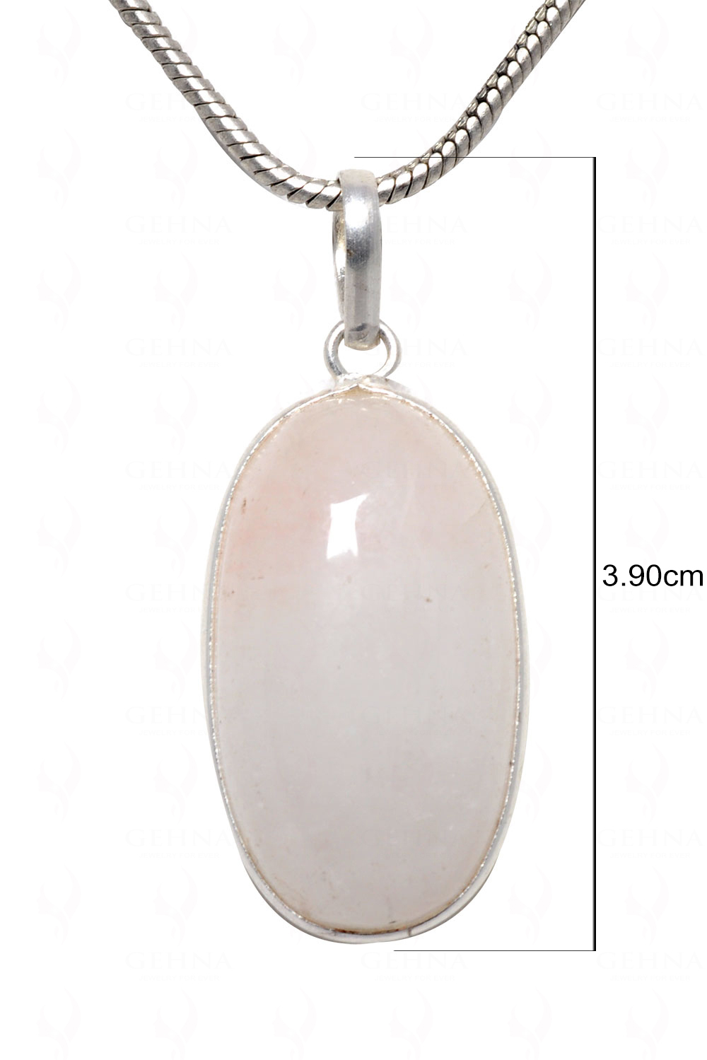 Rose Quartz Oval Shape Stone Studded Silver Plated Pendant GP4544