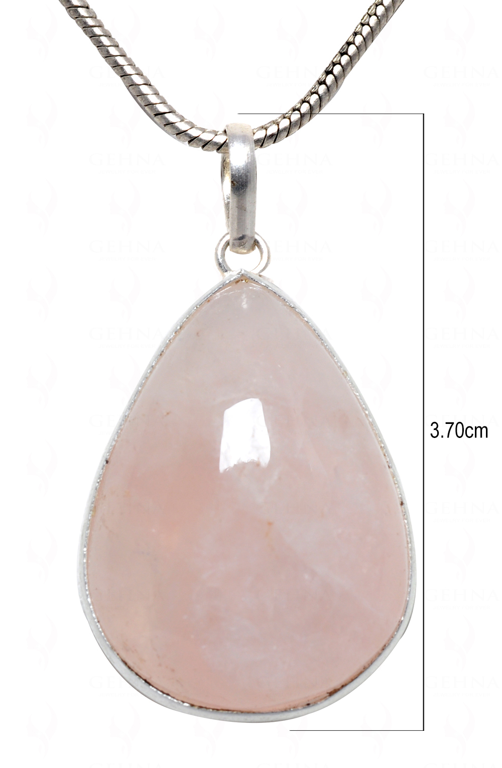 Rose Quartz Pear Shape Stone Studded Silver Plated Pendant GP4547