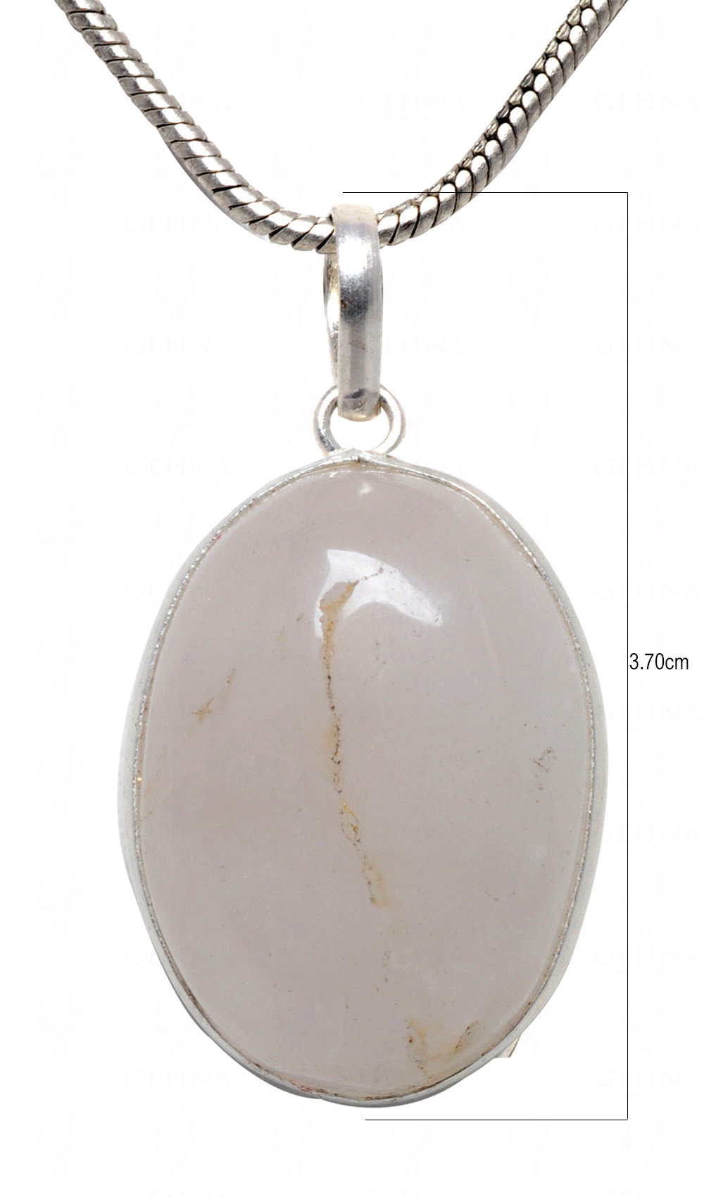 Rose Quartz Oval Shape Stone Studded Silver Plated Pendant GP4548