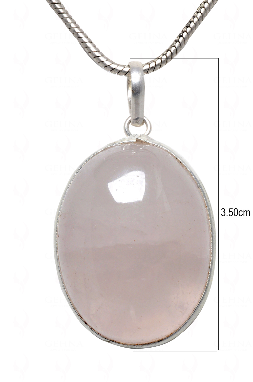 Rose Quartz Oval Shape Stone Studded Silver Plated Pendant GP4551