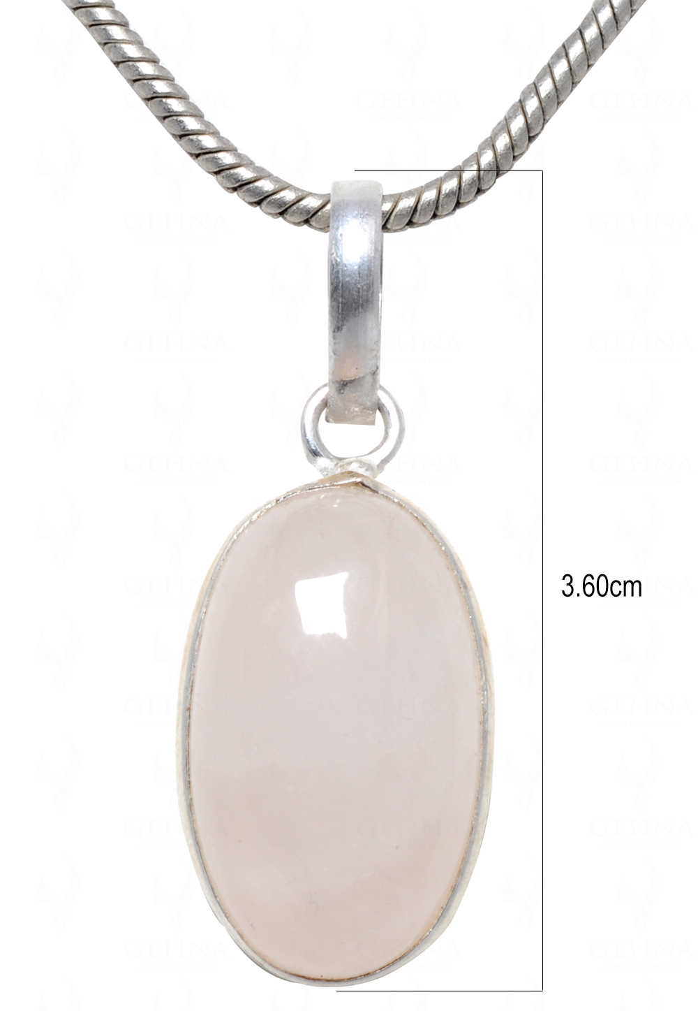 Rose Quartz Oval Shape Stone Studded Silver Plated Pendant GP4559