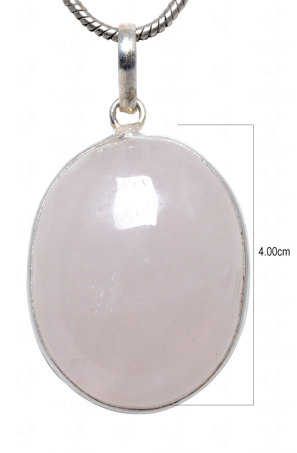 Rose Quartz Oval Shape Stone Studded Silver Plated Pendant GP4565