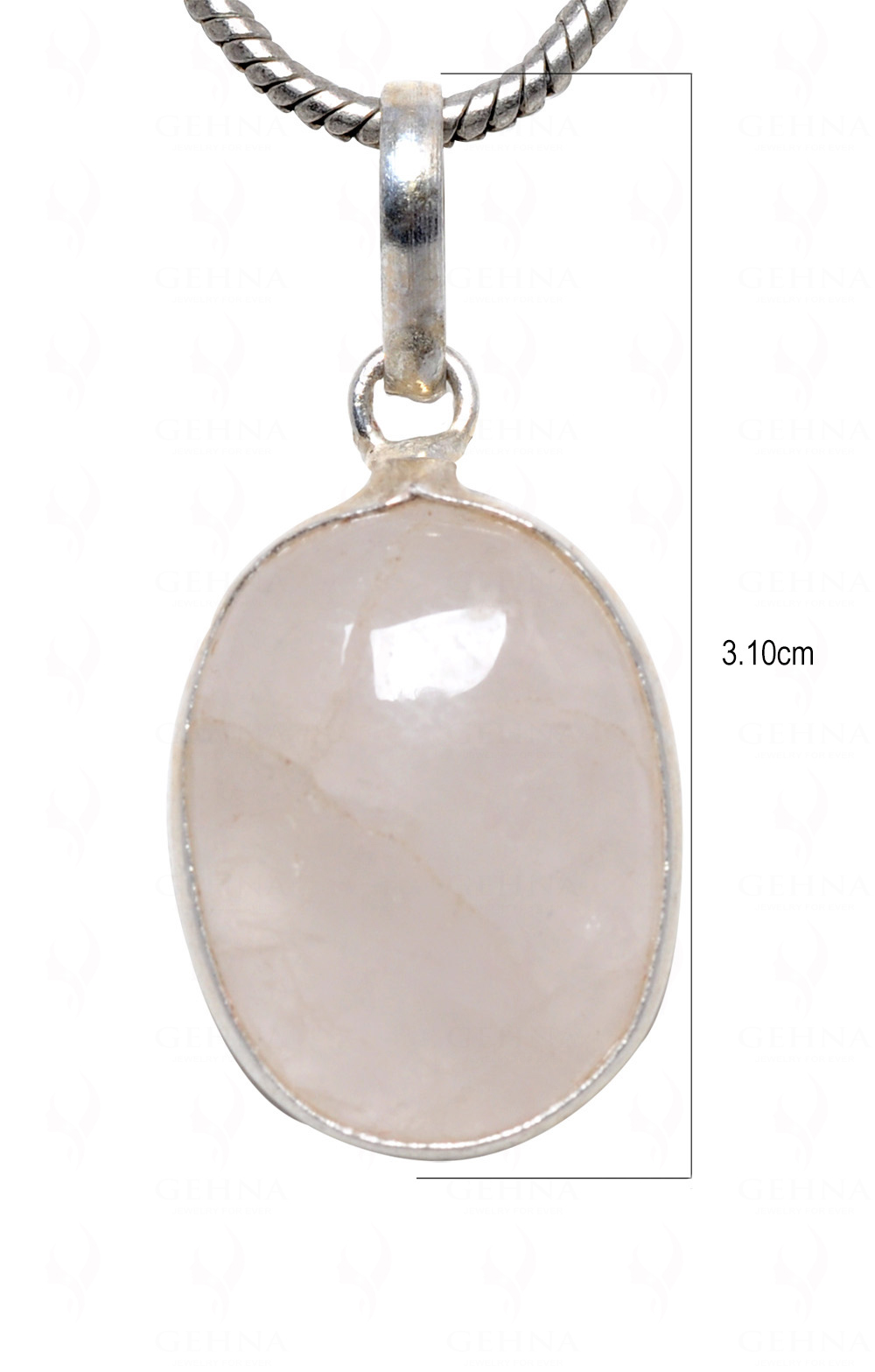 Rose Quartz Oval Shape Stone Studded Silver Plated Pendant GP4566