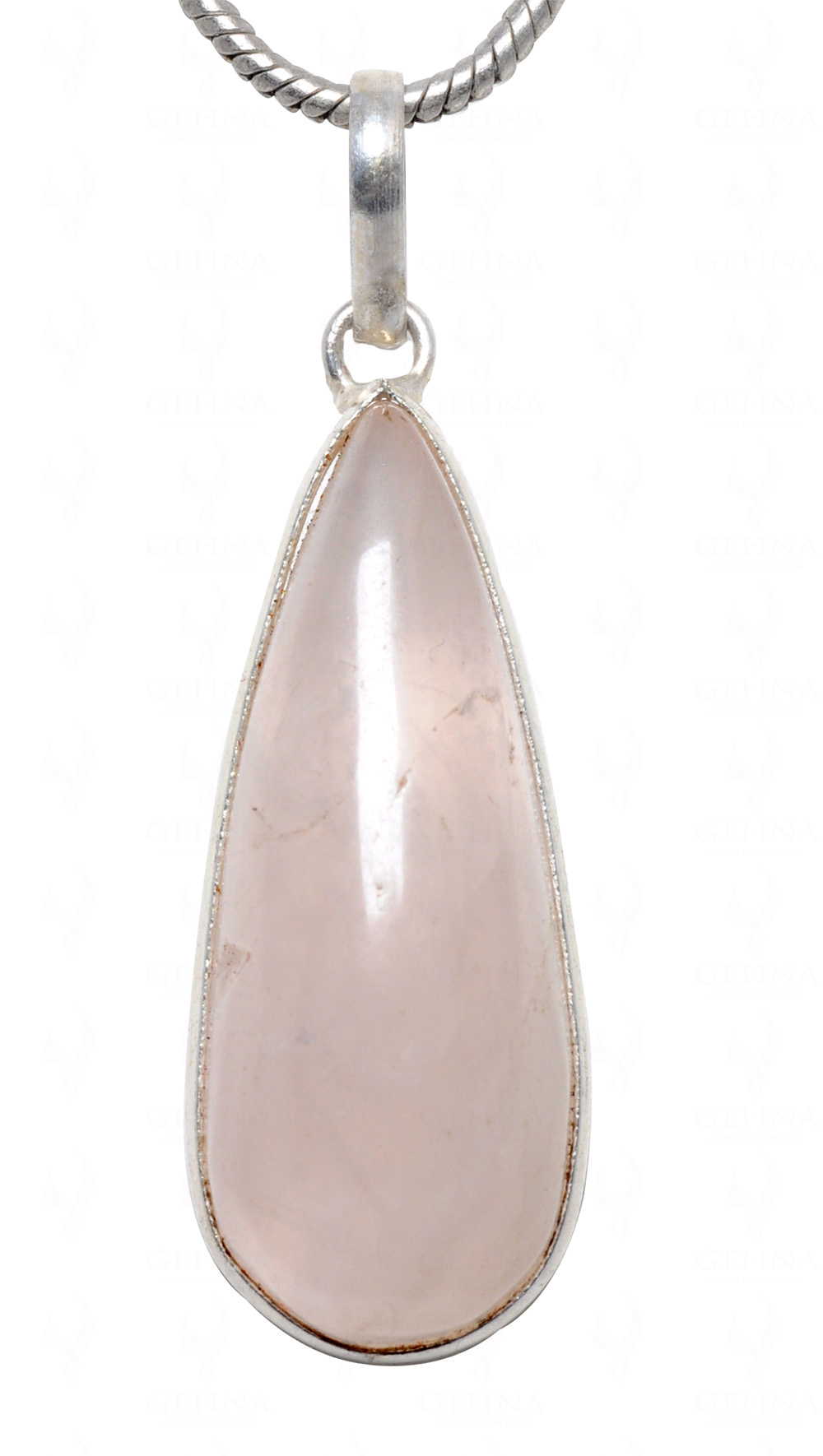 Rose Quartz Pear Shape Stone Studded Silver Plated Pendant GP4568