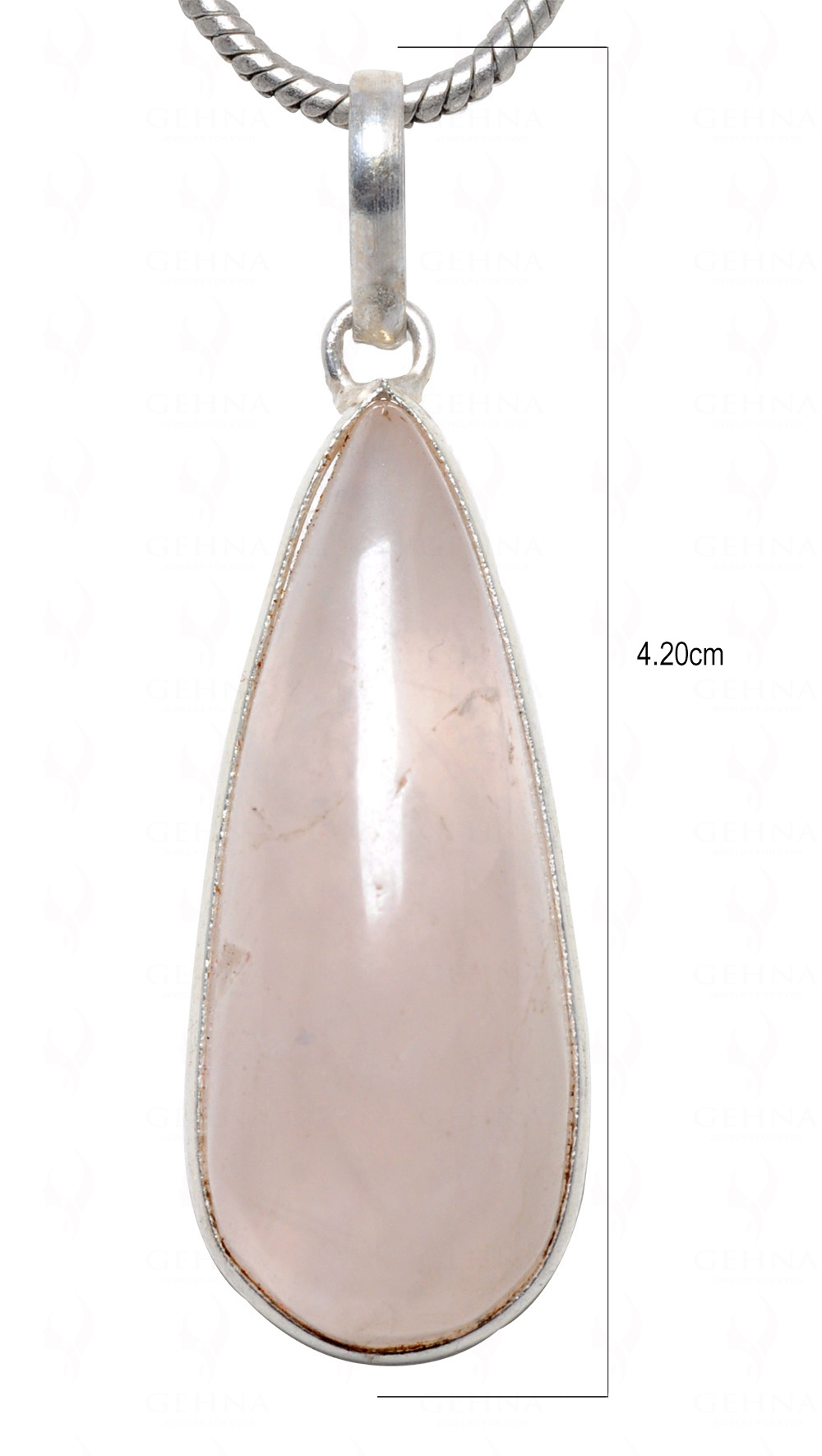 Rose Quartz Pear Shape Stone Studded Silver Plated Pendant GP4568