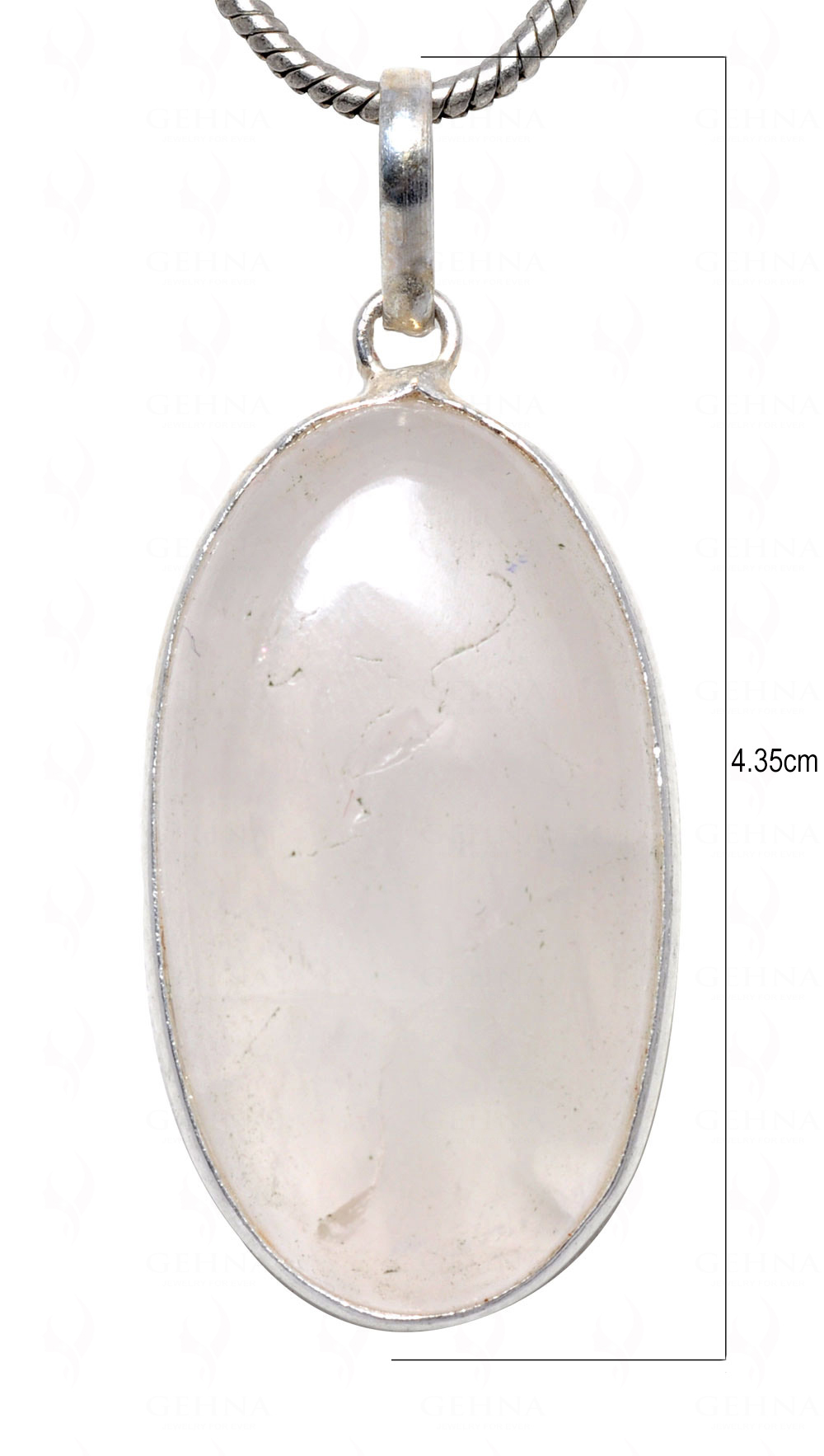 Rose Quartz Oval Shape Stone Studded Silver Plated Pendant GP4569