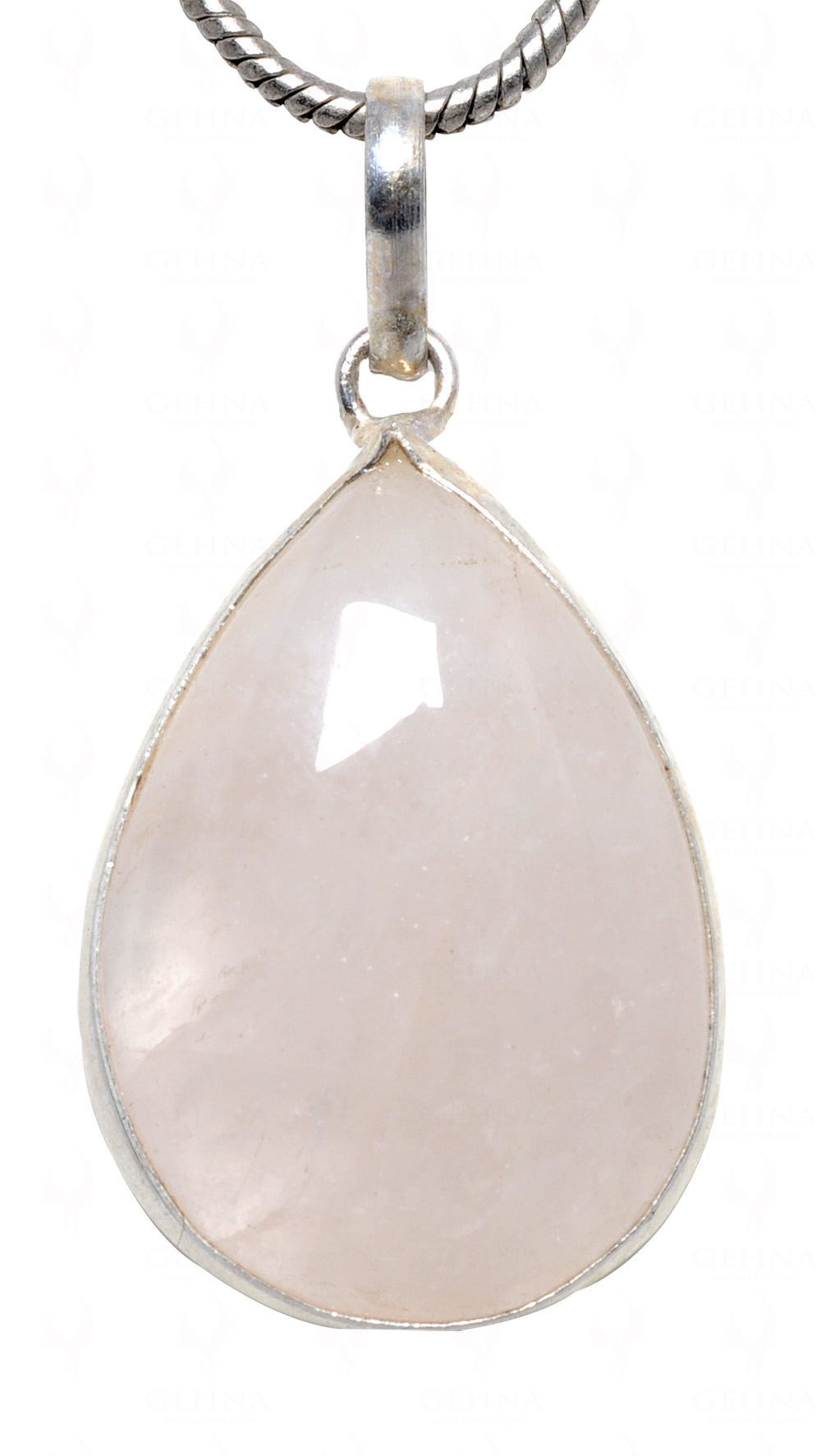 Rose Quartz Pear Shape Stone Studded Silver Plated Pendant GP4570