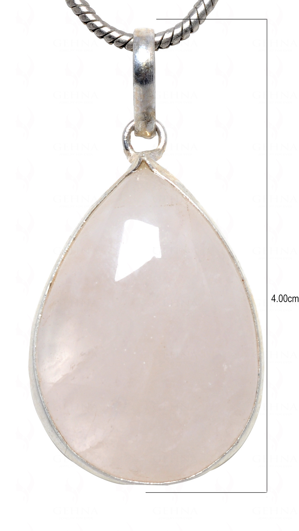 Rose Quartz Pear Shape Stone Studded Silver Plated Pendant GP4570