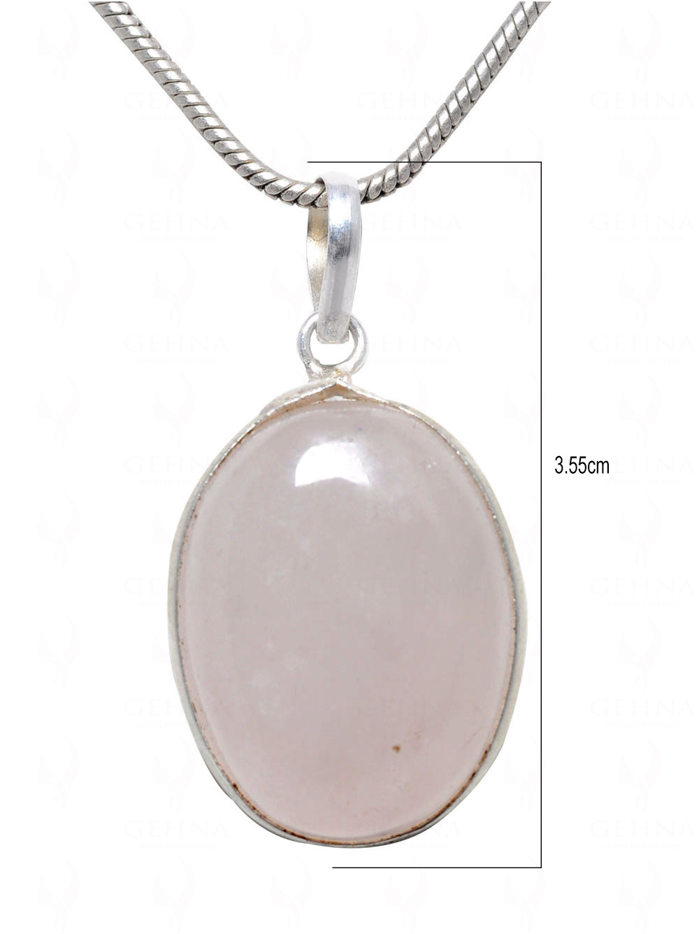 Rose Quartz Oval Shape Stone Studded Silver Plated Pendant GP4571
