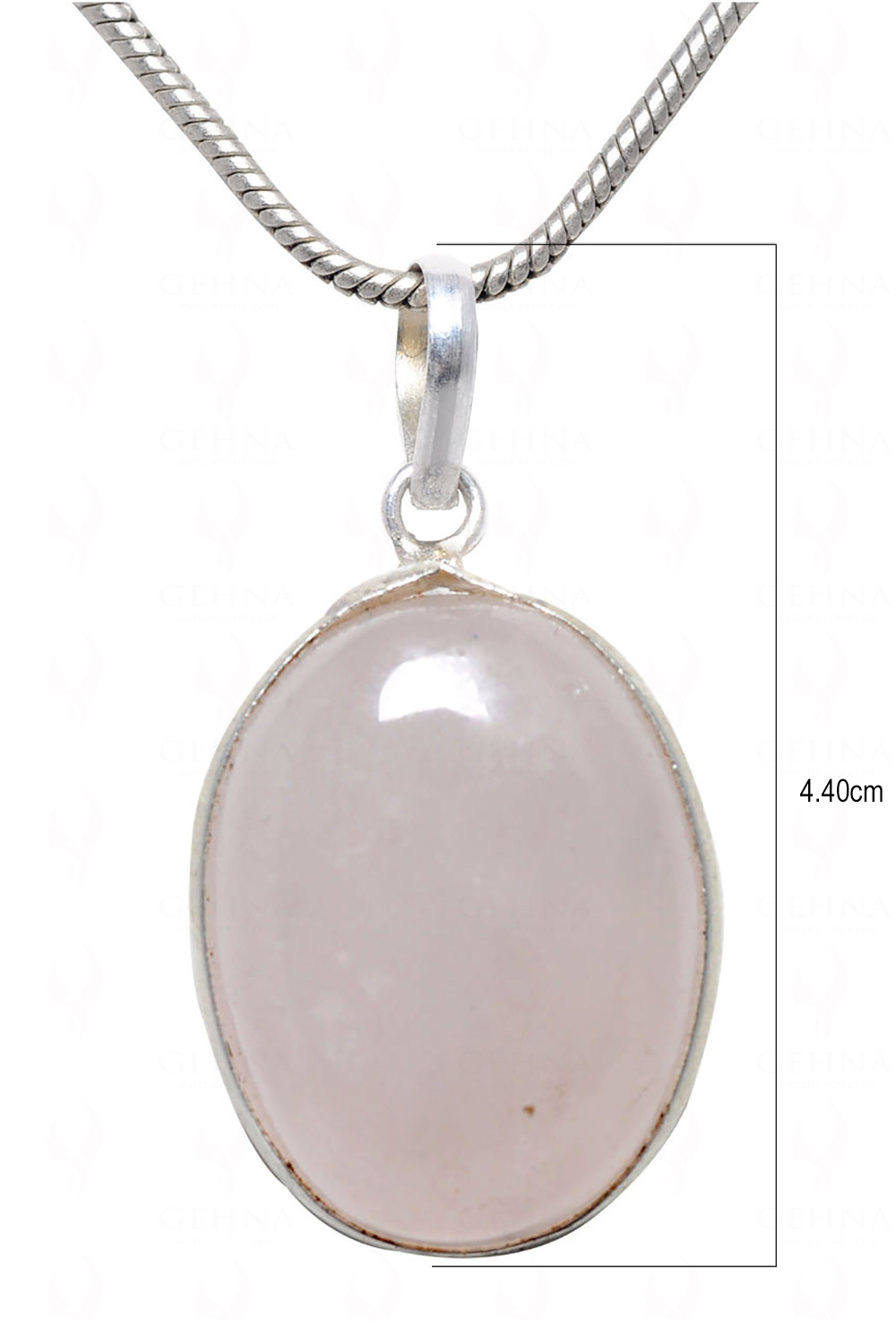 Rose Quartz Oval Shape Stone Studded Silver Plated Pendant GP4573