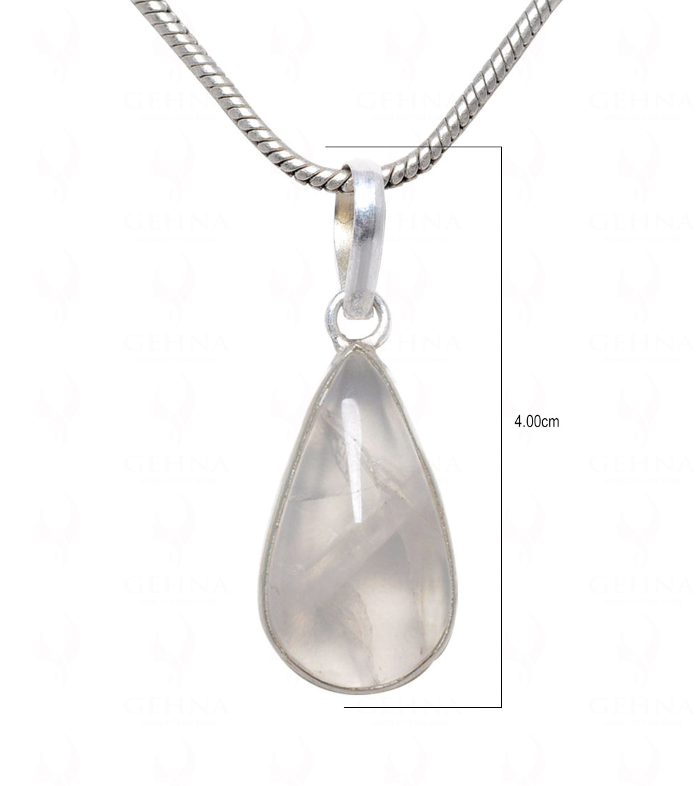 Rose Quartz Pear Shape Stone Studded Silver Plated Pendant GP4574