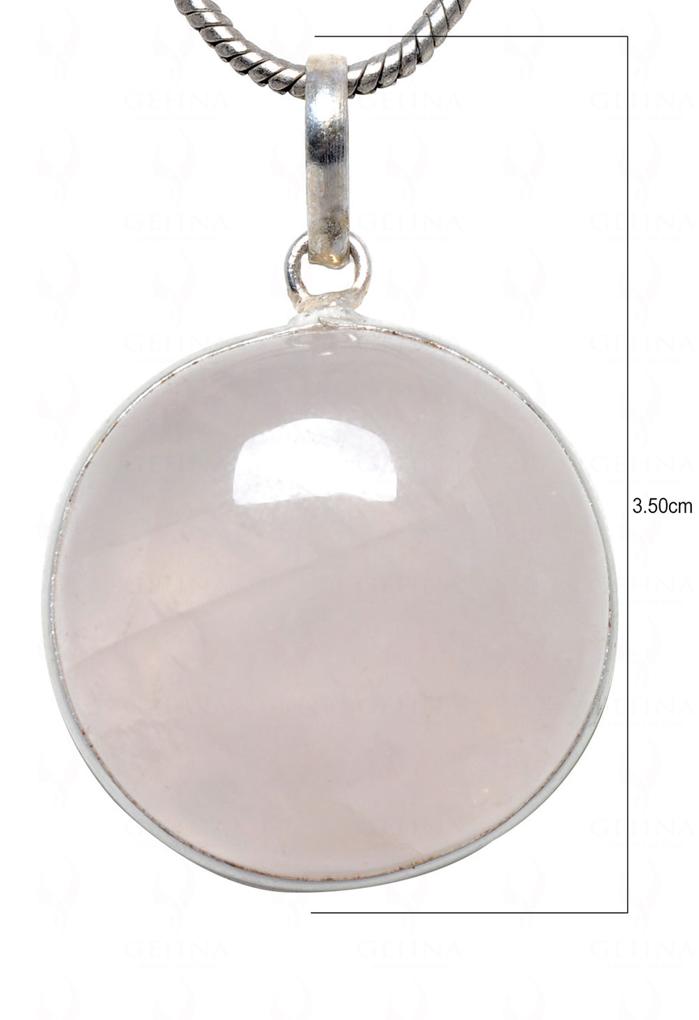 Rose Quartz Round Shape Stone Studded Silver Plated Pendant GP4579
