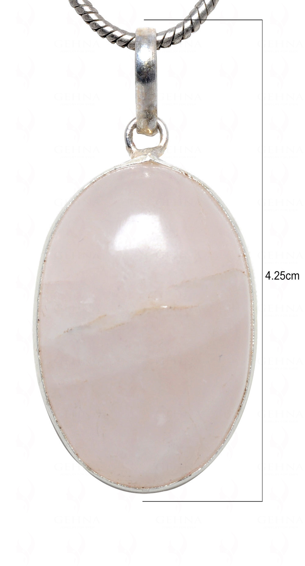 Rose Quartz Oval Shape Stone Studded Silver Plated Pendant GP4581