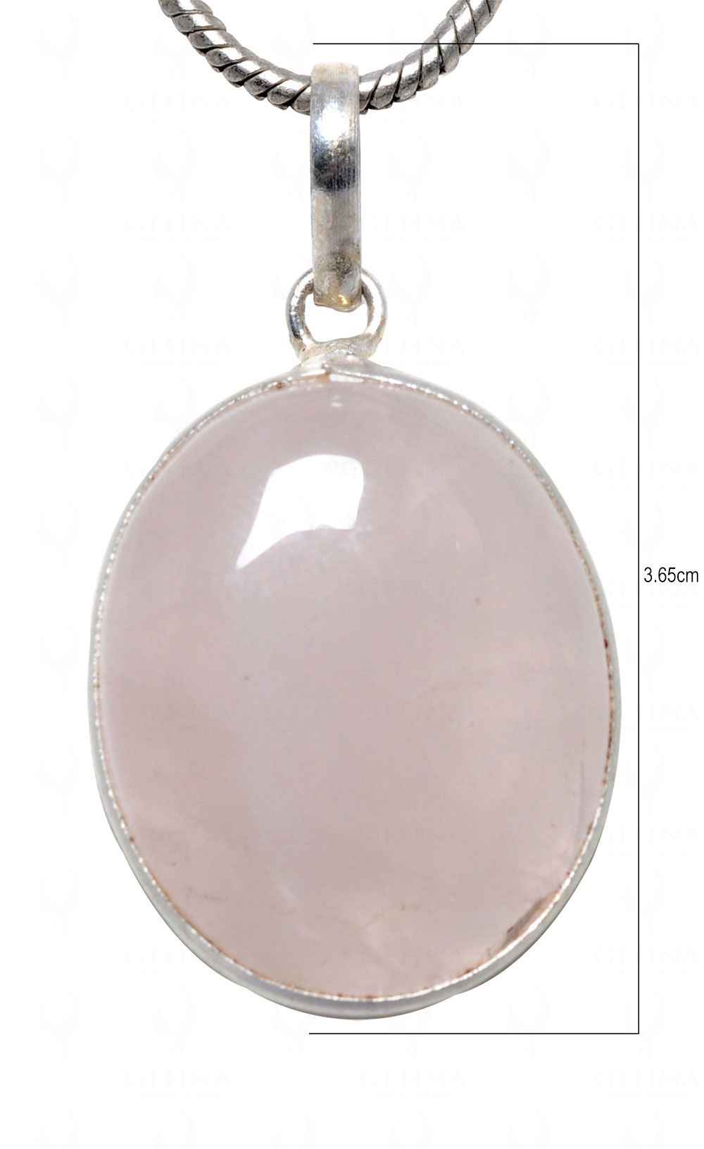 Rose Quartz Oval Shape Stone Studded Silver Plated Pendant GP4582
