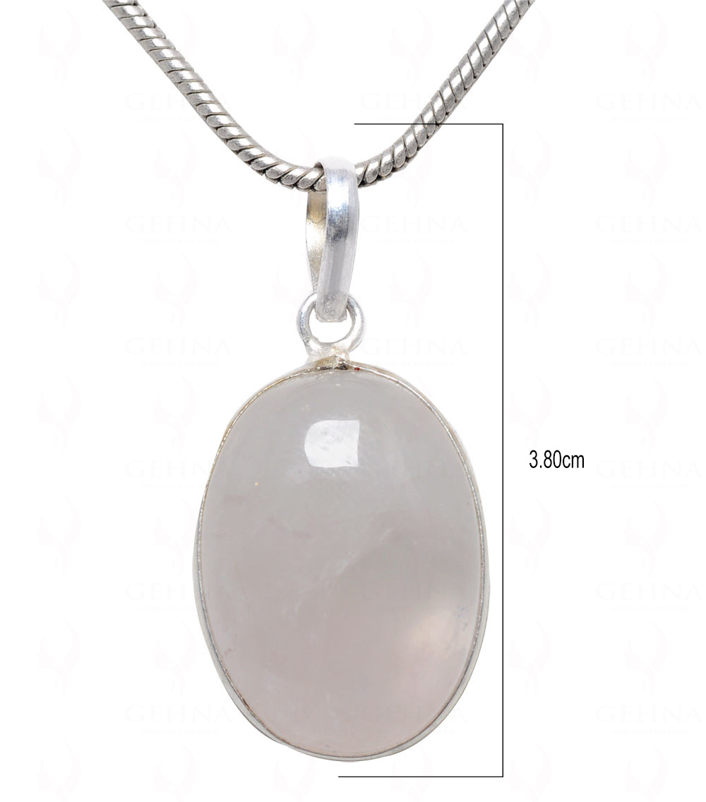 Rose Quartz Oval Shape Stone Studded Silver Plated Pendant GP4583