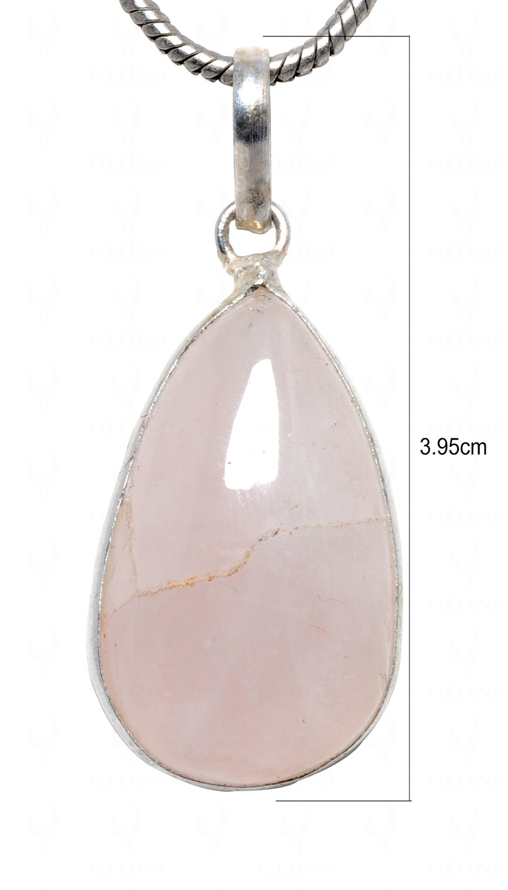 Rose Quartz Pear Shape Stone Studded Silver Plated Pendant GP4586