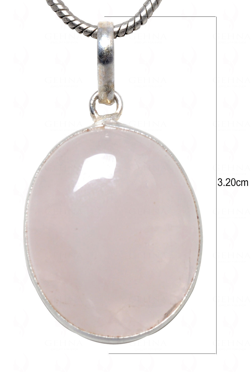 Rose Quartz Round Shape Stone Studded Silver Plated Pendant GP4587