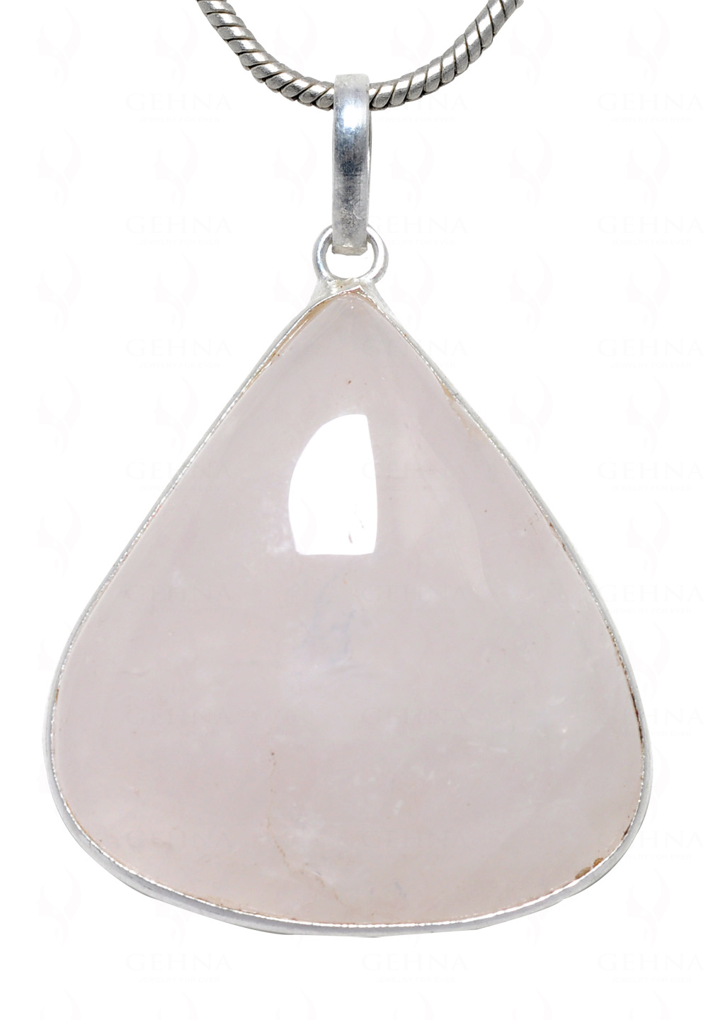 Rose Quartz Heart Shape Stone Studded Silver Plated Pendant GP4589