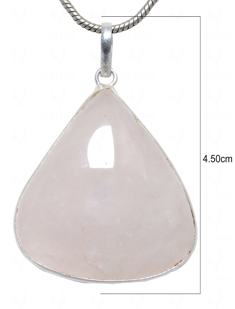 Rose Quartz Heart Shape Stone Studded Silver Plated Pendant GP4589